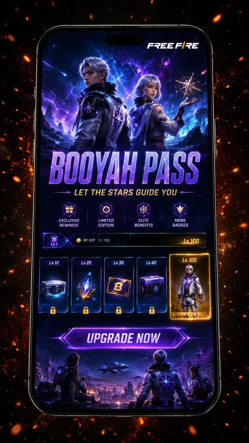 Free Fire Booyah Pass space theme Let the Stars Guide You