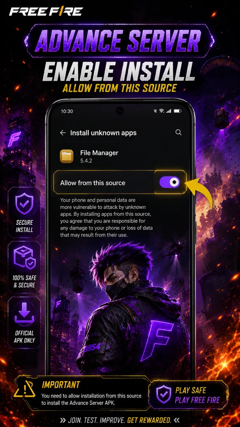 Allow installs for Free Fire Advance Server APK