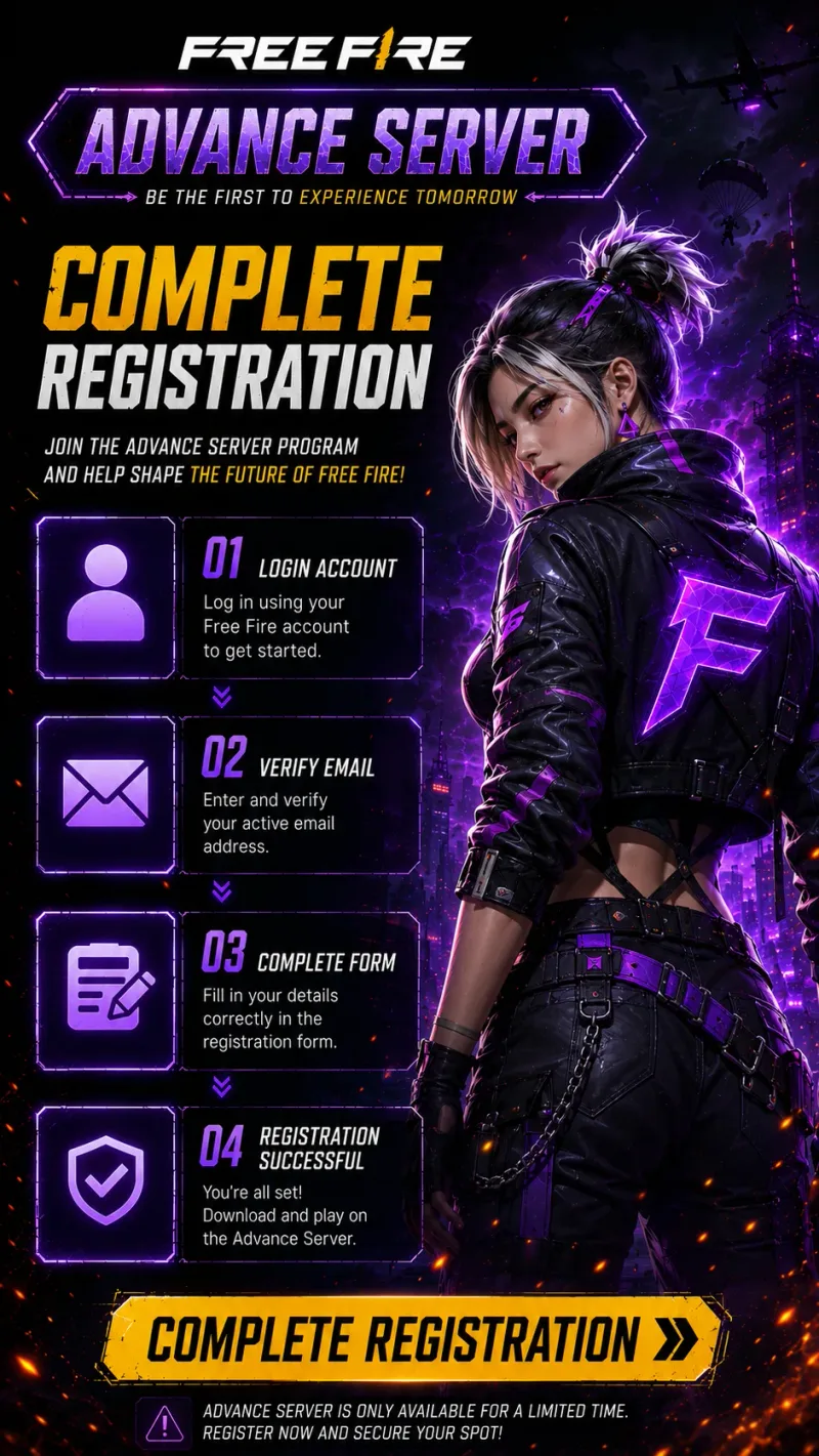 Complete Free Fire Advance Server registration